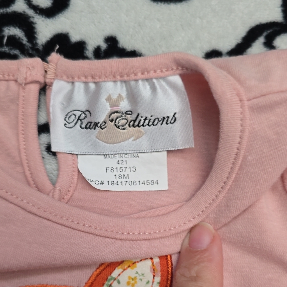 Rare Editions Light Pink Girls Tee with Embroidered Fox - Picture 2 of 3